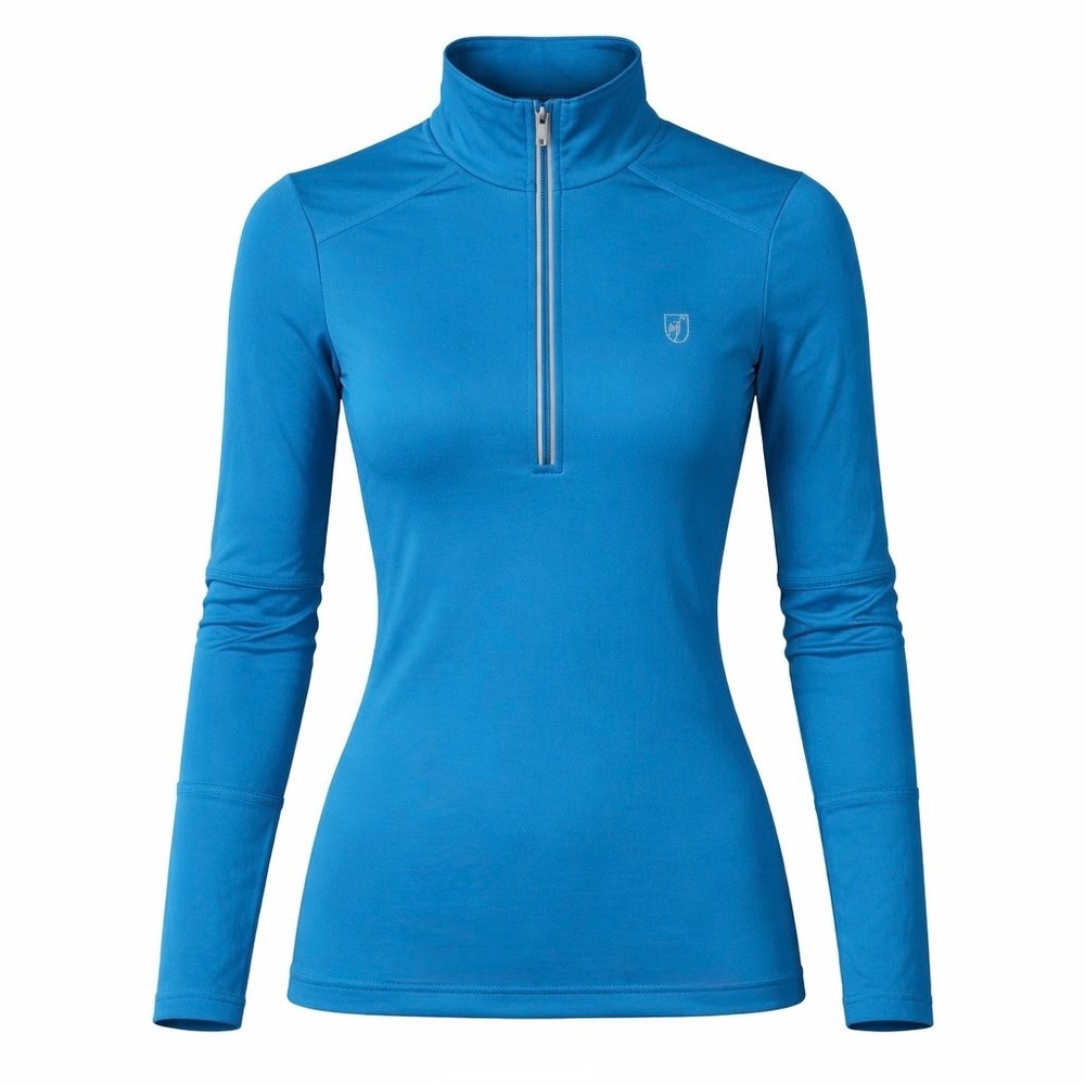 NEW Toni Sailer Half Zip Top Womens 34/ US 4 Blue Swarovski Elements‎ Odor Free